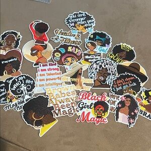 22Pcs Black Girl Iron on Patches Sew on Embroidered Applique Patch for Clothing